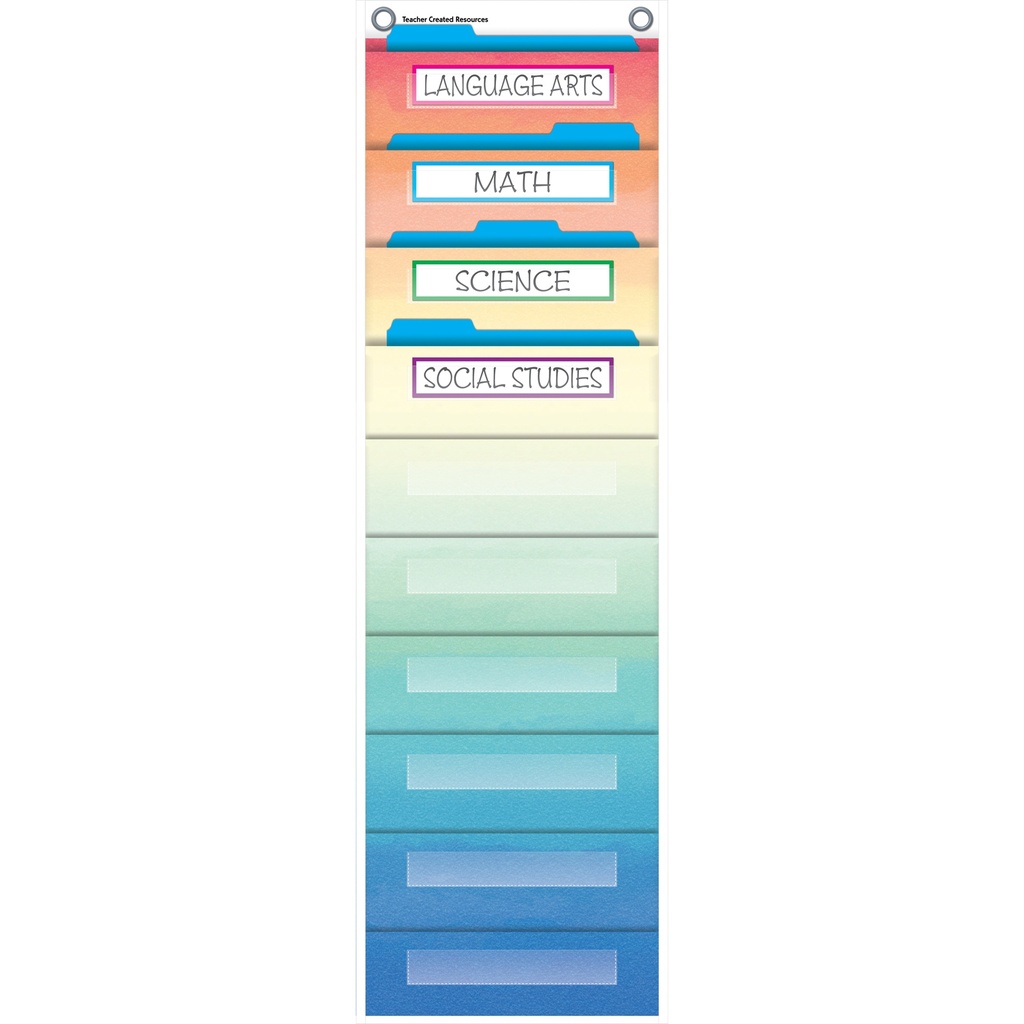 Watercolor 10 Pocket File Storage Pocket Chart