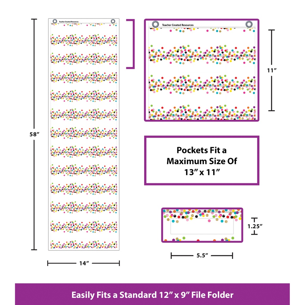 Confetti 10 Pocket File Storage Pocket Chart