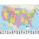 Classic US/World Map with Flags Classroom Pull Down 2 Map Bundle on Spring Roller