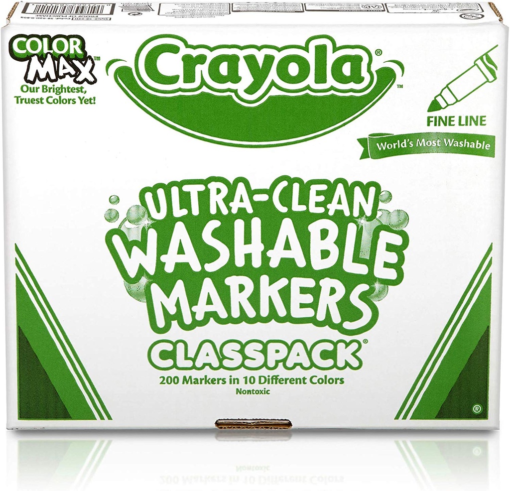 Crayola 200ct 10 Color Fine Line Washable Marker Classpack