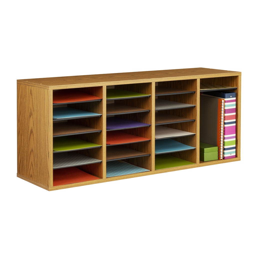 Oak 24 Compartment Literature Organizer