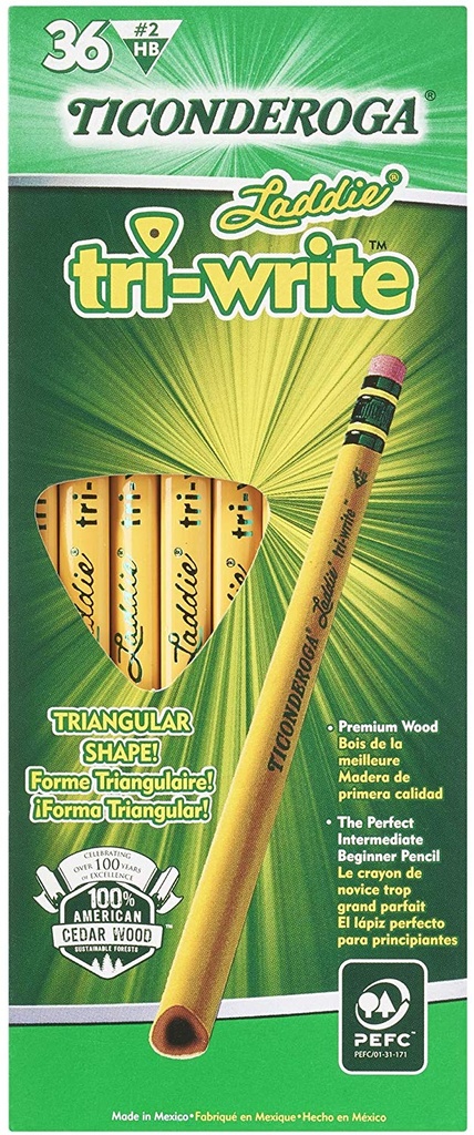 36ct No2 Triwrite Laddie Pencil with Eraser