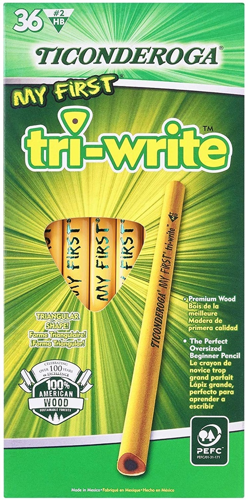 36ct No 2 Tri Write Beginner Pencil with Eraser