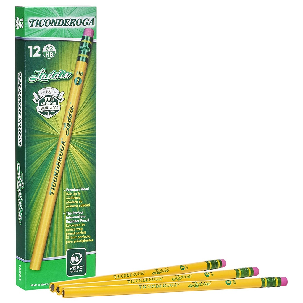 12ct Ticonderoga Laddie Pencils with Erasers