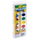 16 Color Semi-Moist Washable Oval Pan Watercolors with Brush 6ct