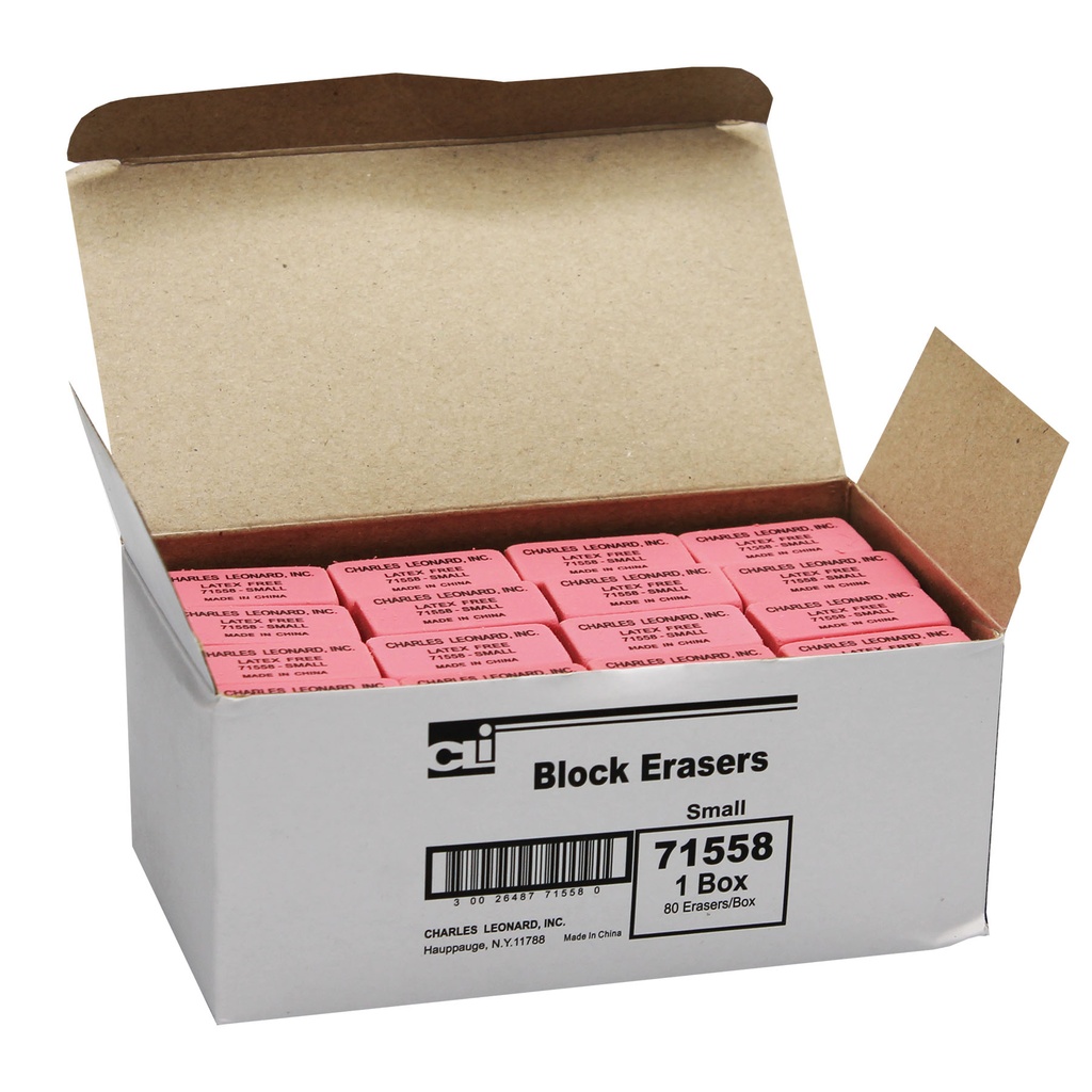 Pencil Eraser - Synthetic - Latex Free - Block Shape - Small - 80 per Box, 3 Boxes Small Synthetic Latex Free Block Eraser 240ct