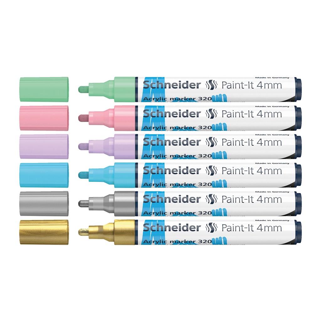 Paint-It Bullet Tip Acrylic Markers 6 Assorted Pastel Colors