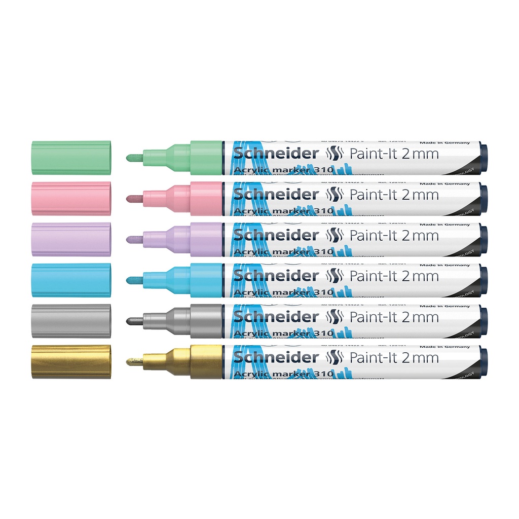 Paint-It Bullet Tip Acrylic Markers 6 Assorted Pastel Colors
