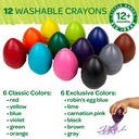 Washable Palm-Grasp Crayons 12 Colors