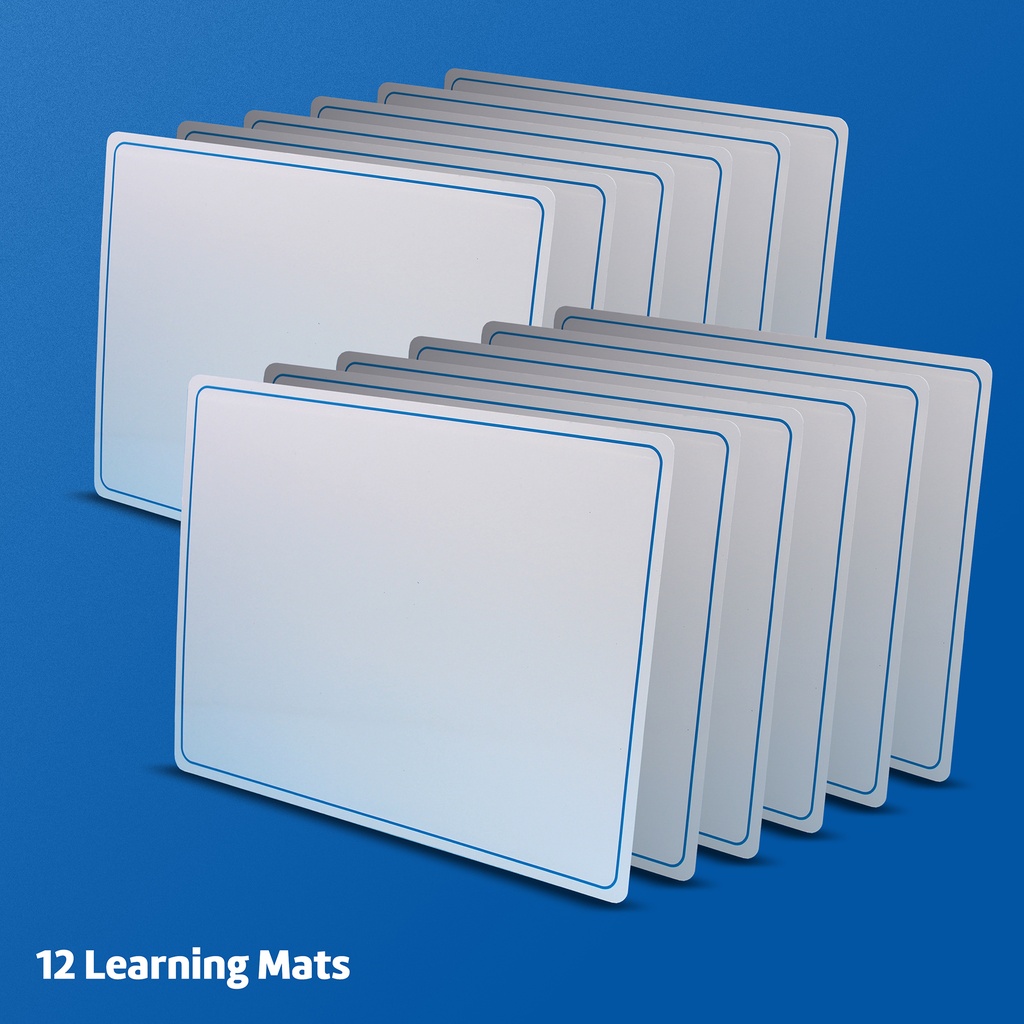 Two-Sided Plain 9" x 12" Magnetic Dry Erase Learning Mats Pack of 12