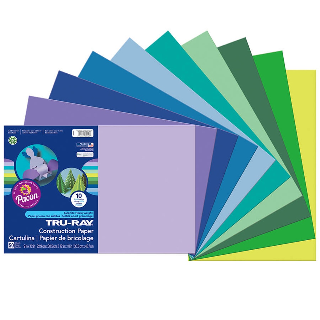 Tru-Ray® Cool Assorted 12" x 18" Construction Paper 150 Sheets