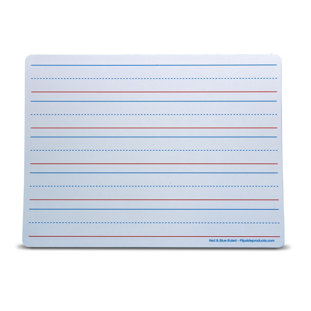 Two-Sided Red & Blue Ruled/Plain 9" x 12" Dry Erase Learning Mats Pack of 12