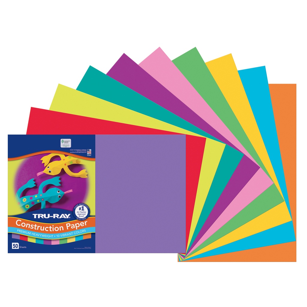 Tru-Ray® Vibrant 12" x 18" Construction Paper 10 Colors 150 Sheets