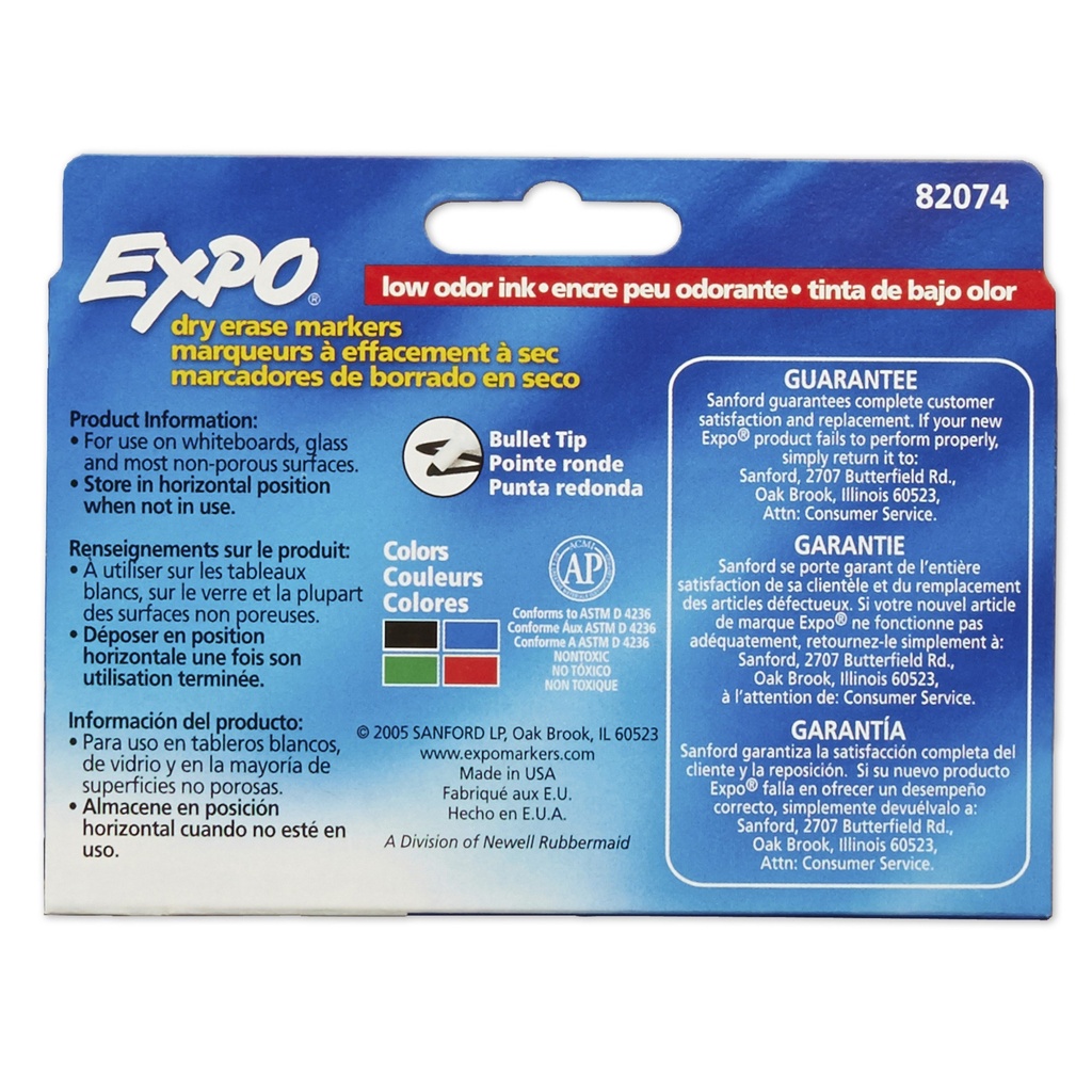 Assorted Bullet Tip Low-Odor Dry Erase Markers Pack of 4