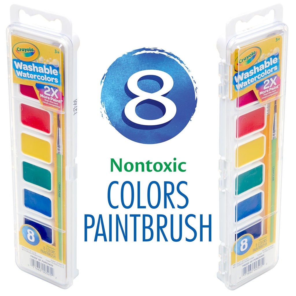 8 Color Crayola Semi-Moist Washable Watercolor Sets 6ct