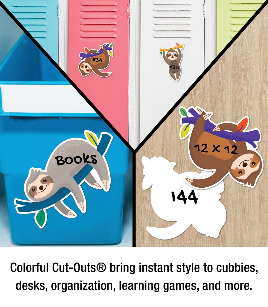 One World Sloths Colorful Cut-Outs - Assorted