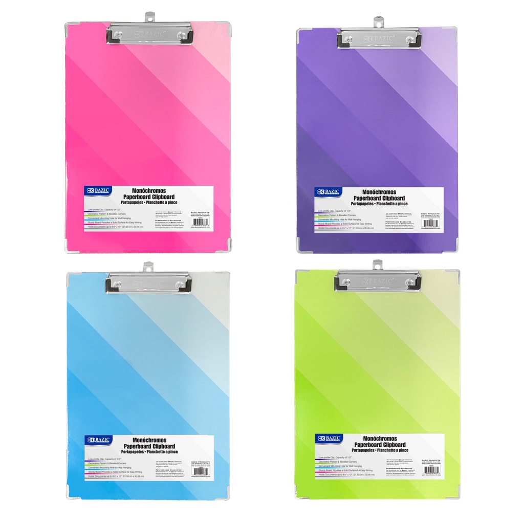 Gradient  Standard Size Paperboard Clipboards with Low Profile Clips