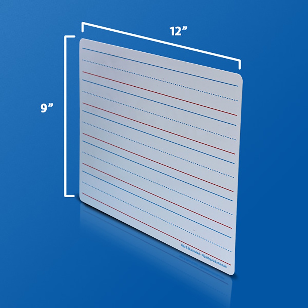 Two-Sided Red & Blue Ruled/Plain 9" x 12" Magnetic Dry Erase Learning Mats Pack of 48