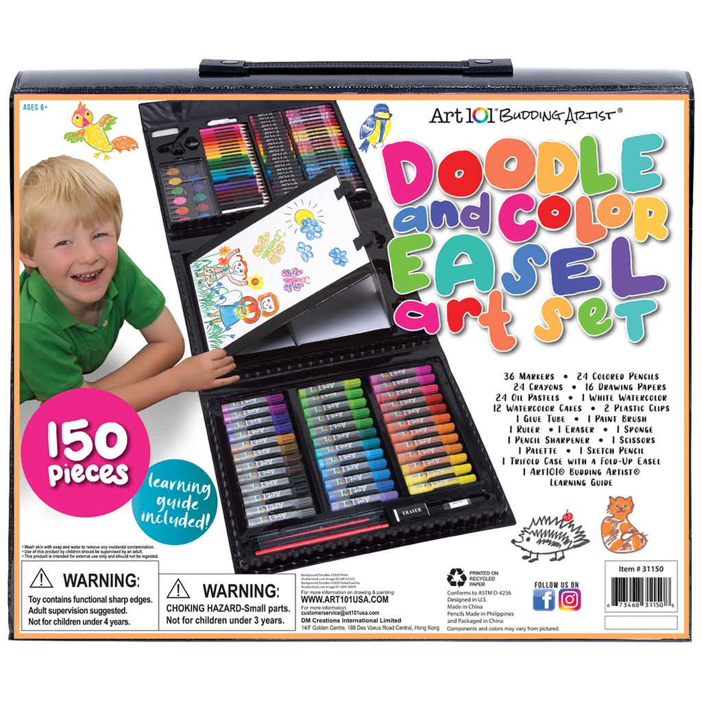 Budding Artist Pop-Up Easel 150 Piece Doodle & Color Art Set