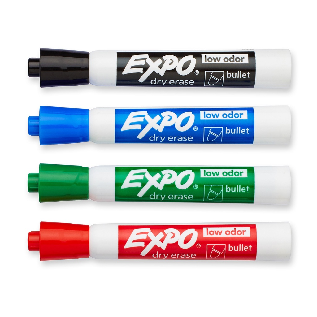 Assorted Bullet Tip Low-Odor Dry Erase Markers Pack of 4