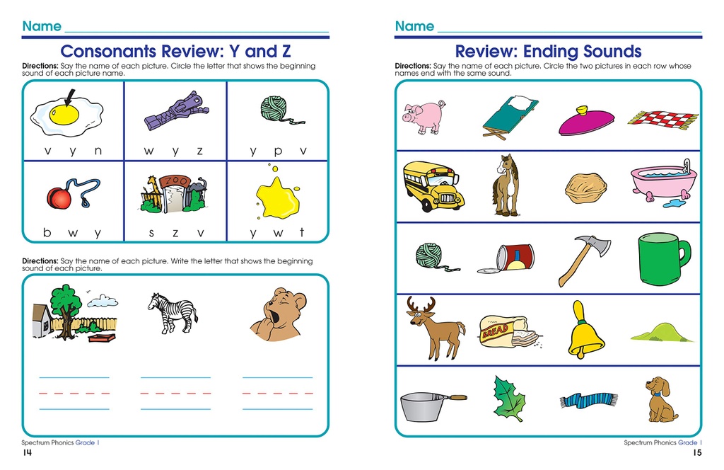 Spectrum Word Study and Phonics Workbook Grade 1 Paperback