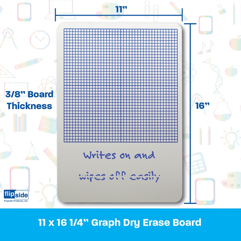 1/4" Graph 11" x 16" Dry Erase Boards Pack of 12