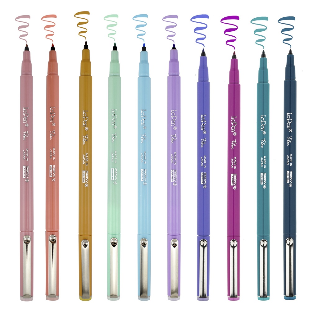 LePen® Brush Tip Flex Markers Pastel 10 Colors