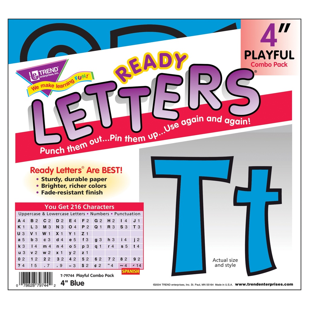 Blue 4-Inch Playful Uppercase/Lowercase Combo Pack Ready Letters®