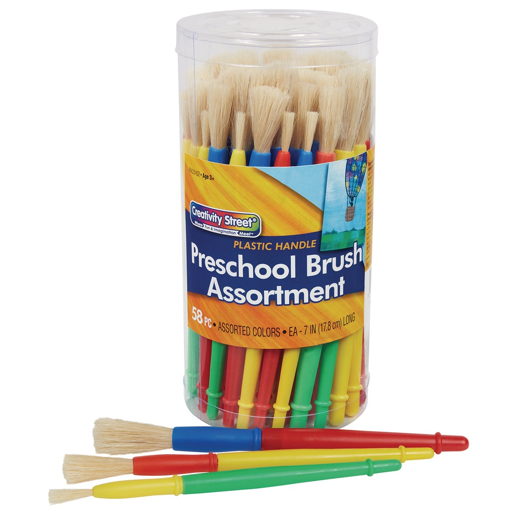 Plastic Handle Preschool Brush Classroom Pack 58 Brushes