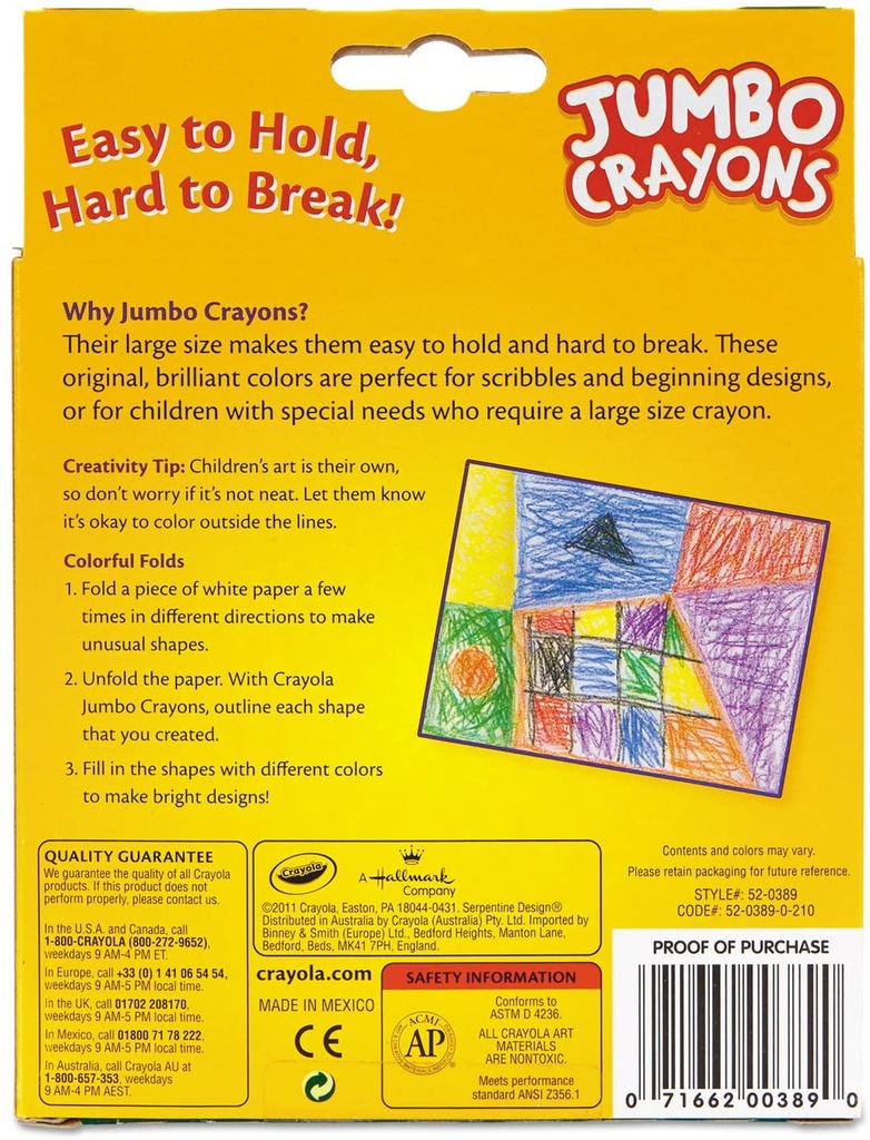 8ct Jumbo Crayola Crayons Tuck Box