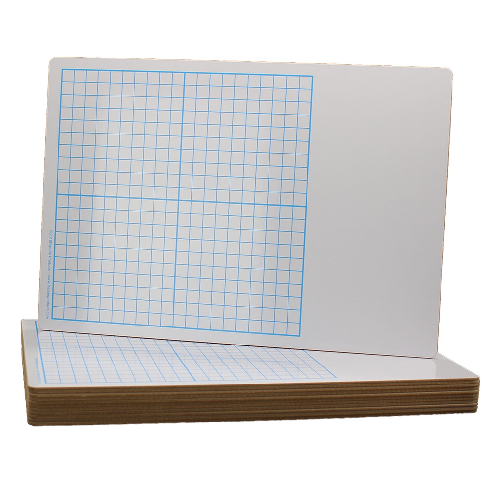 Two Sided 1/2" Graph 11" x 16 Dry Erase Boards Pack of 12