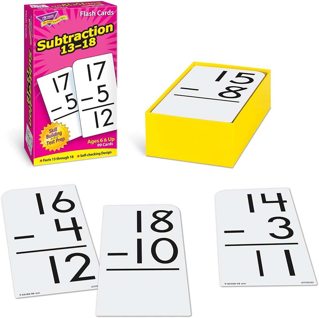 Subtraction 13-18 Skill Drill Flash Cards