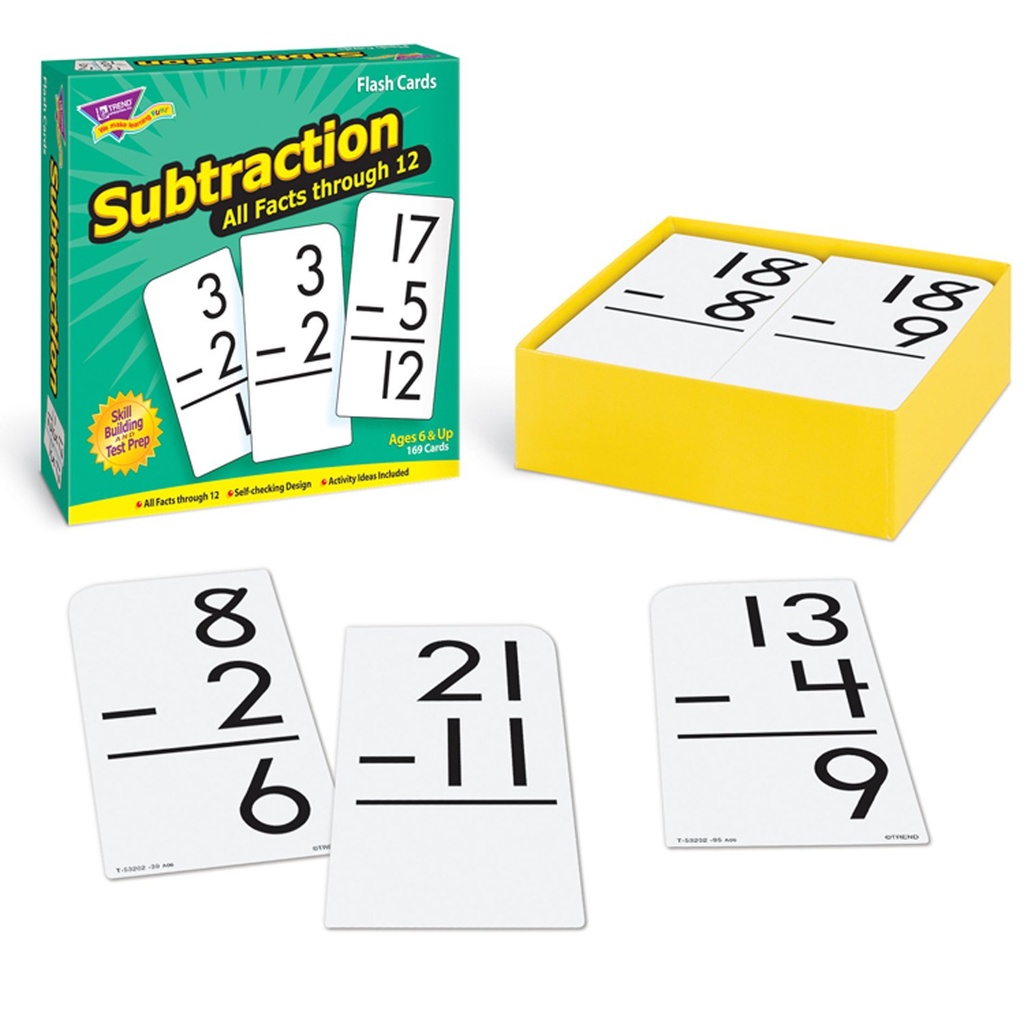 Subtraction 0-12 All Facts Skill Drill Flash Cards