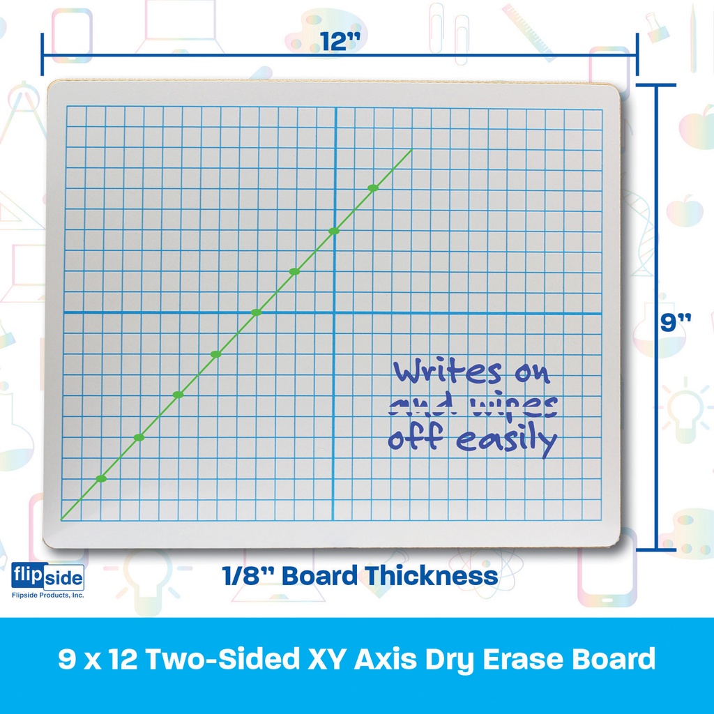 X Y Axis Dual Sided 9" x 12" Dry Erase Boards Pack of 12