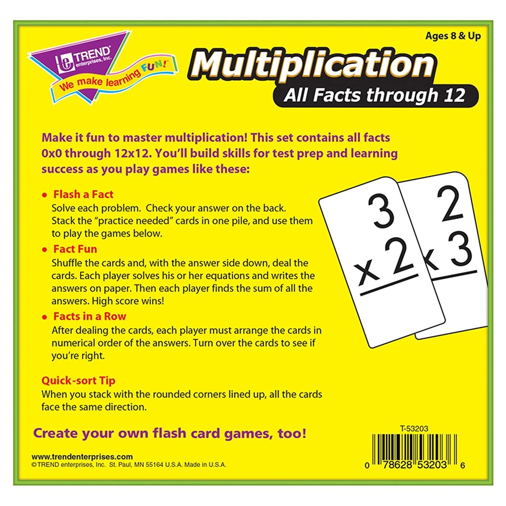 Multiplication 0-12 All Facts Skill Drill Flash