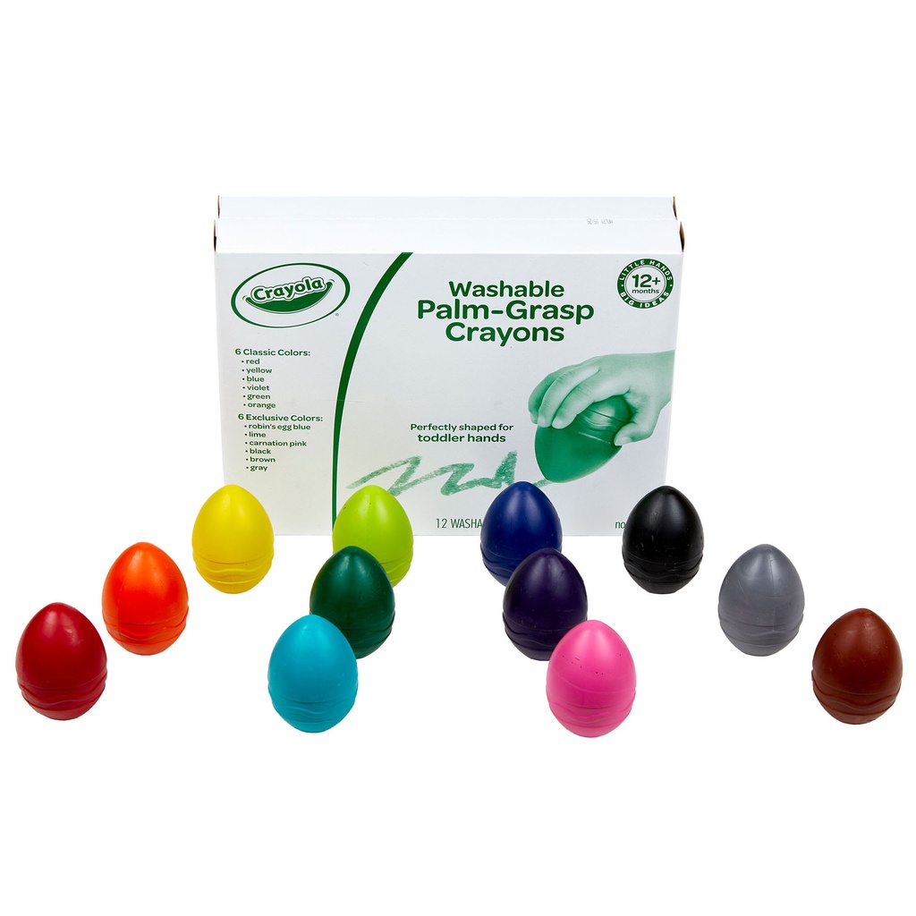 Washable Palm-Grasp Crayons 12 Colors