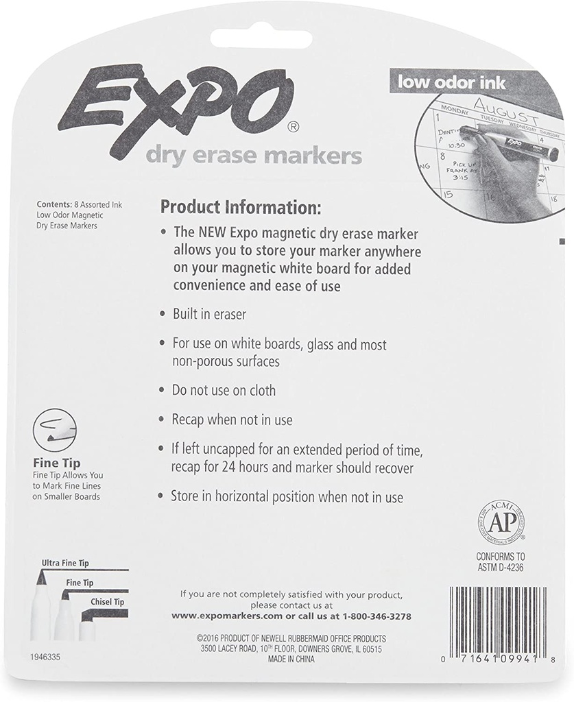 8 Color Fine Expo Magnetic Dry Erase Markers