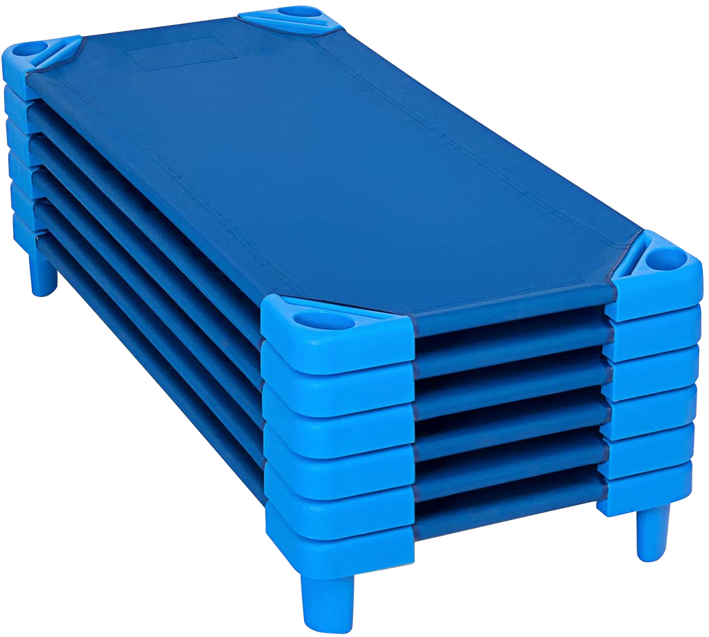 Blue Stackable 40x23x7" Toddler Cots Set of 4