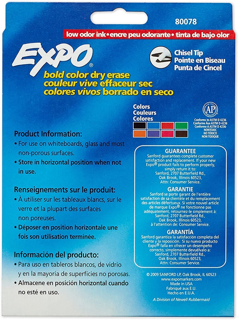 8 Color Chisel Tip Expo2 Dry Erase Markers Set Each