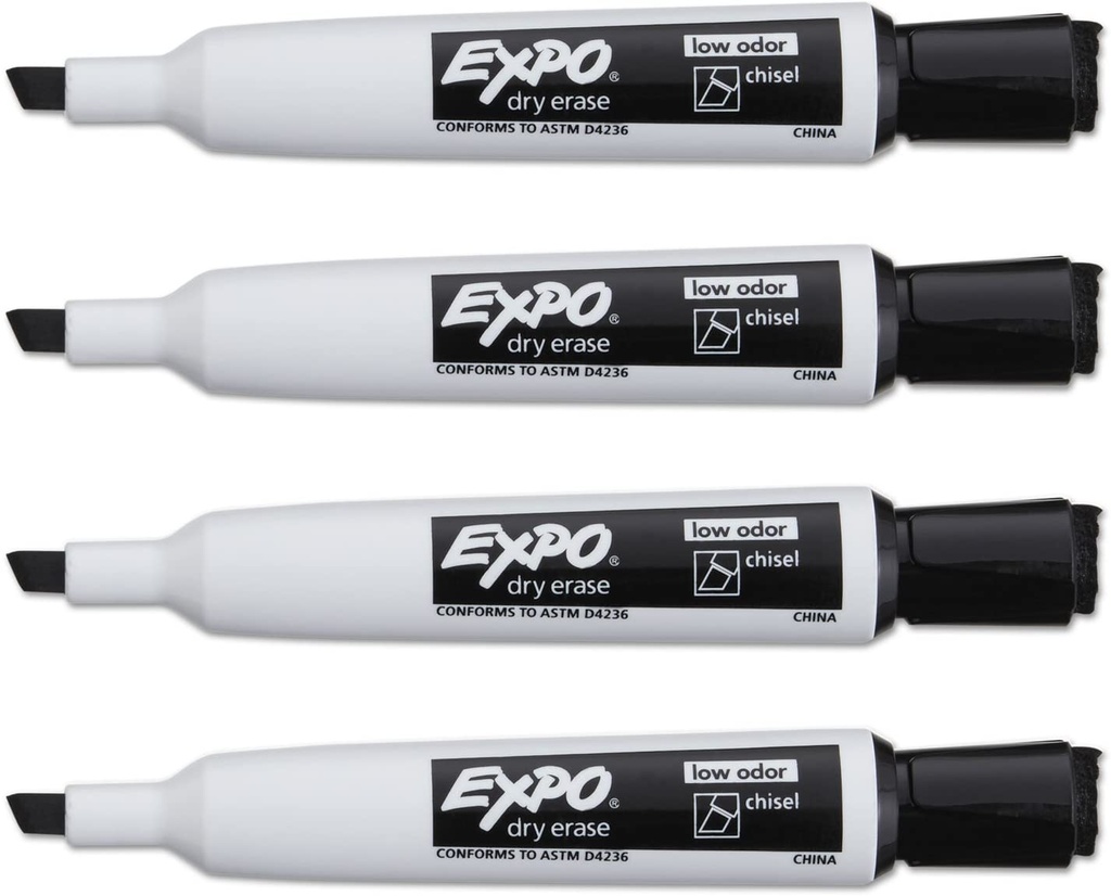 4ct Black Chisel Tip Expo Magnetic Dry Erase Markers