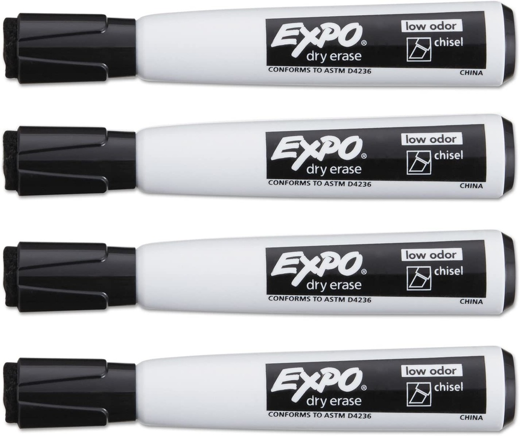 4ct Black Chisel Tip Expo Magnetic Dry Erase Markers