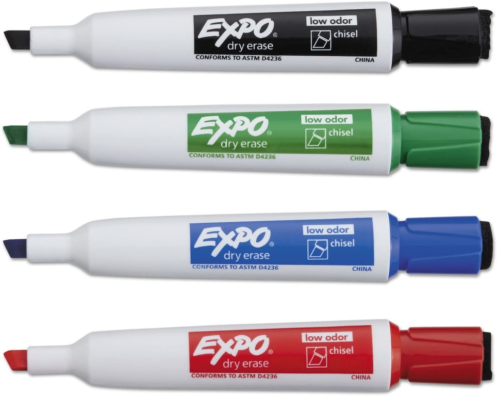 4 Color Chisel Tip Expo Magnetic Dry Erase Markers