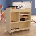 Wooden 4 Compartment/5 Cubby Mobile Storage Cart with Locking Caster Wheels