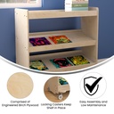 Wooden 3 Angled Shelf Mobile Storage Cart with Locking Caster Wheels