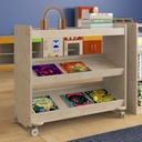 Wooden 3 Angled Shelf Mobile Storage Cart with Locking Caster Wheels