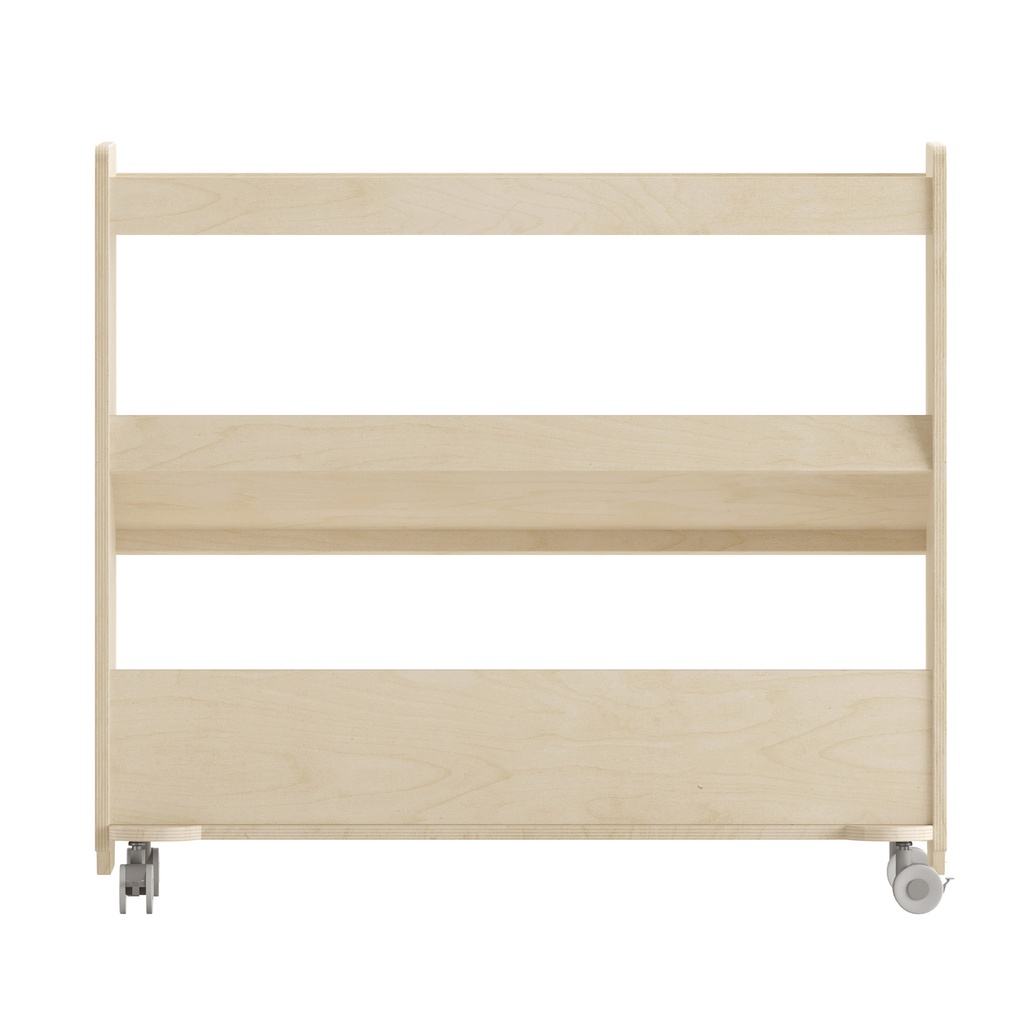 Wooden 3 Angled Shelf Mobile Storage Cart with Locking Caster Wheels