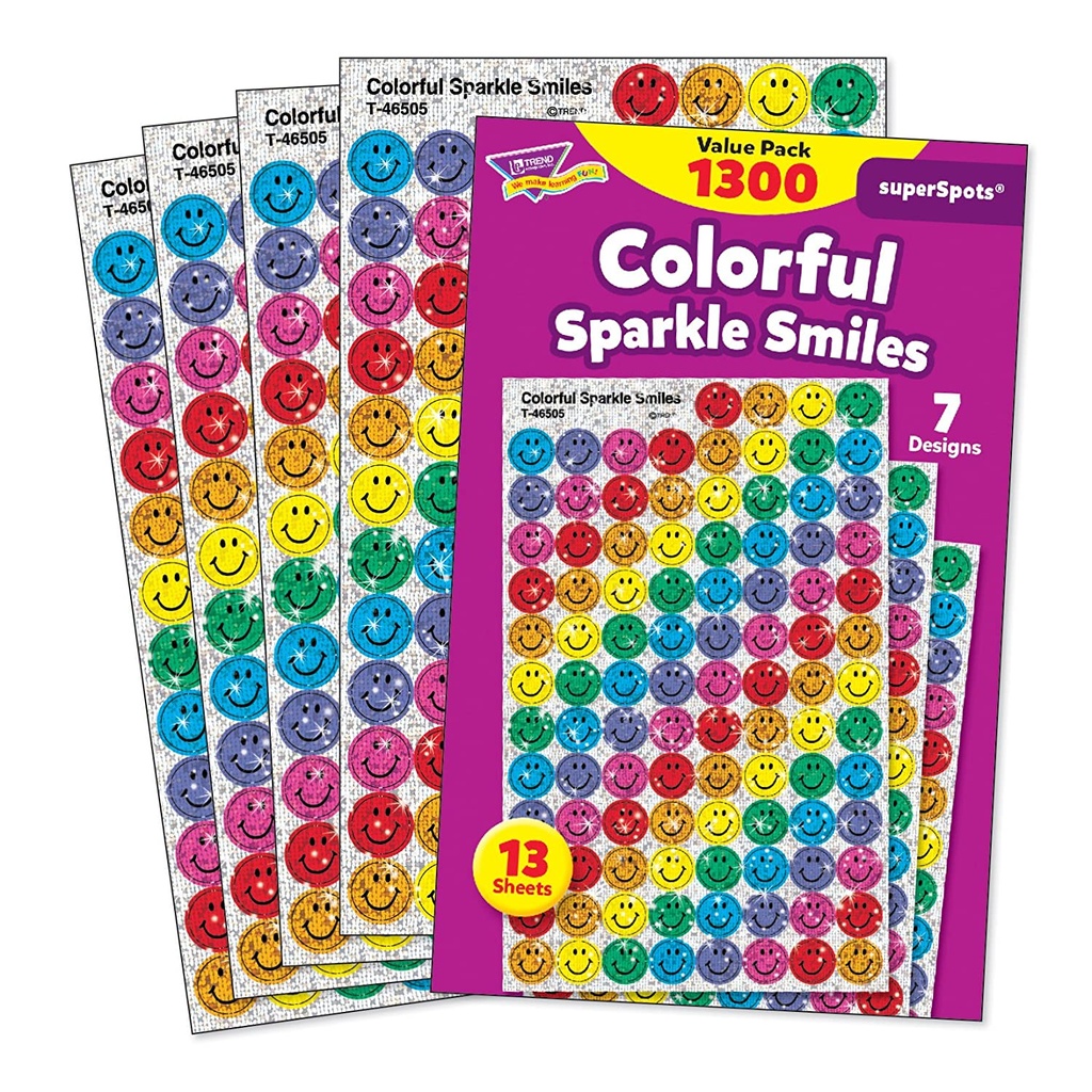 Colorful Sparkle Smiles superSpots Stickers Value Pack