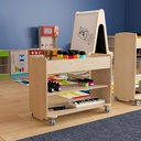 Wooden 3 Cubby/2 Shelf Mobile Storage Cart with Locking Caster Wheels