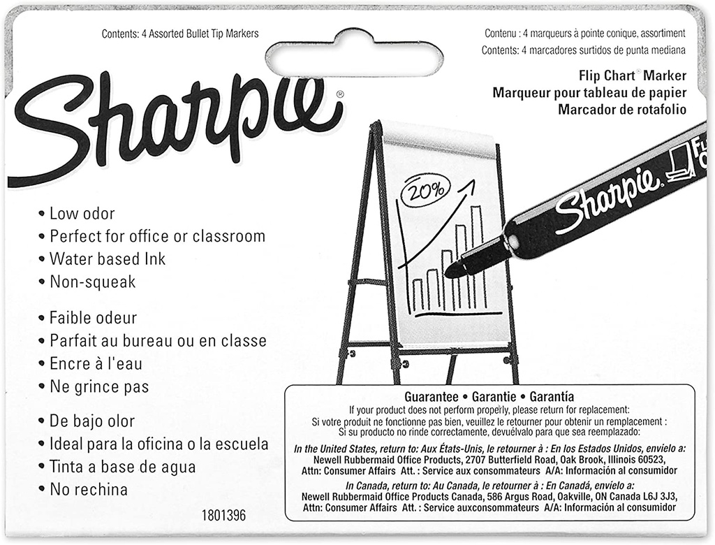 Sharpie 4 Color Flip Chart Marker Set   Each