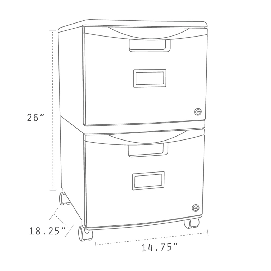 2 Drawer Mobile File Cabinet with Lock Black and Teal